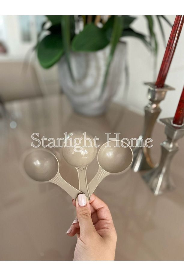Çok Amaçlı Kahve Baharat Deterjan Ölçü Kaşığı 3'lü Set ( Siyah-gri-vizon ) - 1