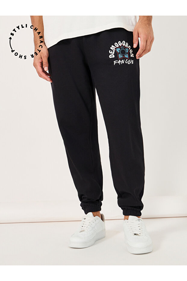 Stranger Things Character Graphic Print Oversized Joggers