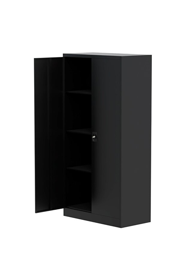 Godrej Full-Height Steel Swing Door Cupboard with Adjustable Shelves Black Finish