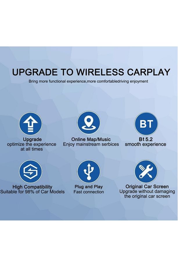 Kablosuz Carplay Android Auto Adaptörü Apple iPhone ve Android Destekli 2si1 Arada Tak Çalıştır USB - 6
