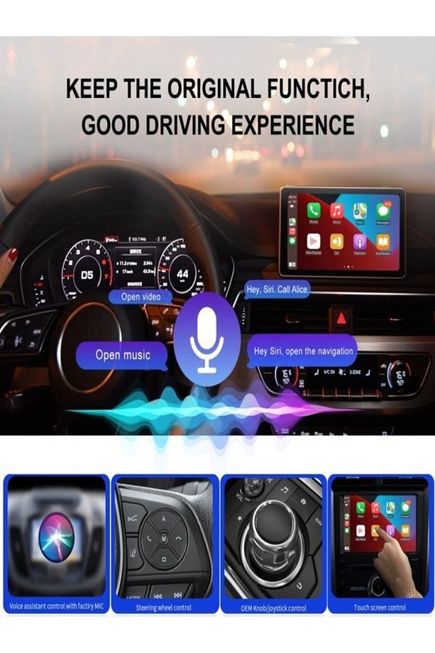 Kablosuz Carplay Android Auto Adaptörü Apple iPhone ve Android Destekli 2si1 Arada Tak Çalıştır USB - 5