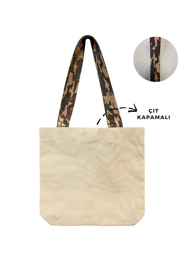 Kamuflaj Desen Saplı Kanvas Çanta | Çıtlı - 1