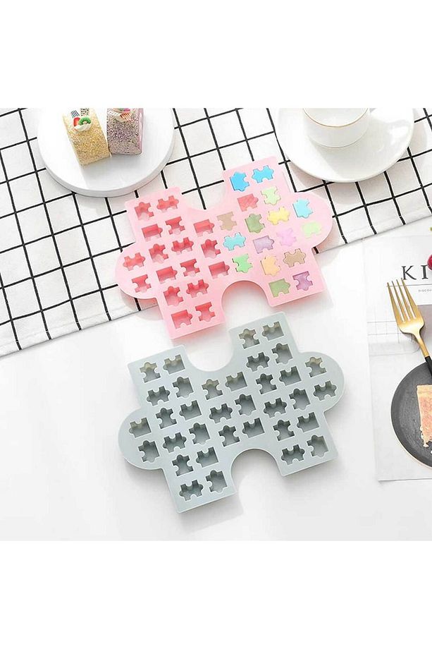 Silikon Kek Kalıp Çikolata Puzzle Şekilli Minik Puzzele Kalıbı Şeker Hamuru Jelibon Kalıbı - 2
