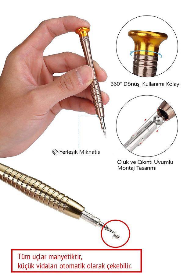 25 Parça Deri Cüzdanlı Tornavida Set Elektronik Saat Bilgisayar Tamir Tornavidası Seti - 8