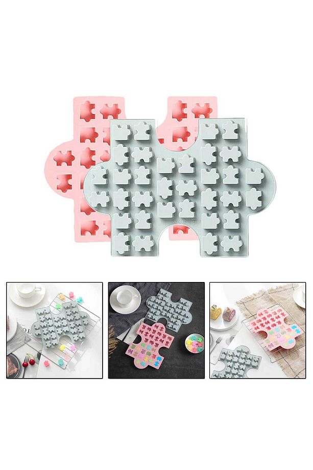 Silikon Kek Kalıp Çikolata Puzzle Şekilli Minik Puzzele Kalıbı Şeker Hamuru Jelibon Kalıbı - 1