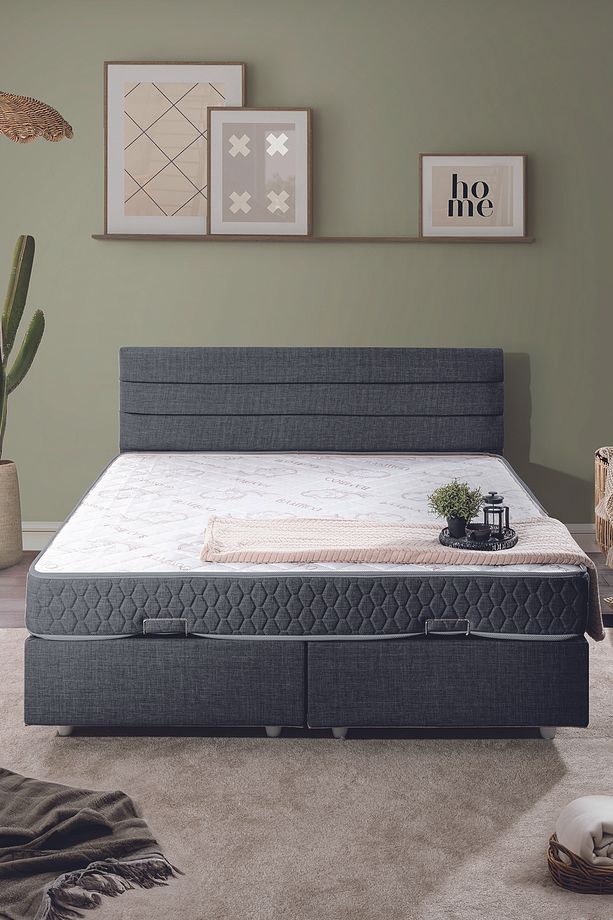 Sofia Ikili Set, Çift Kişilik Baza Başlık Seti, Antrasit - 2