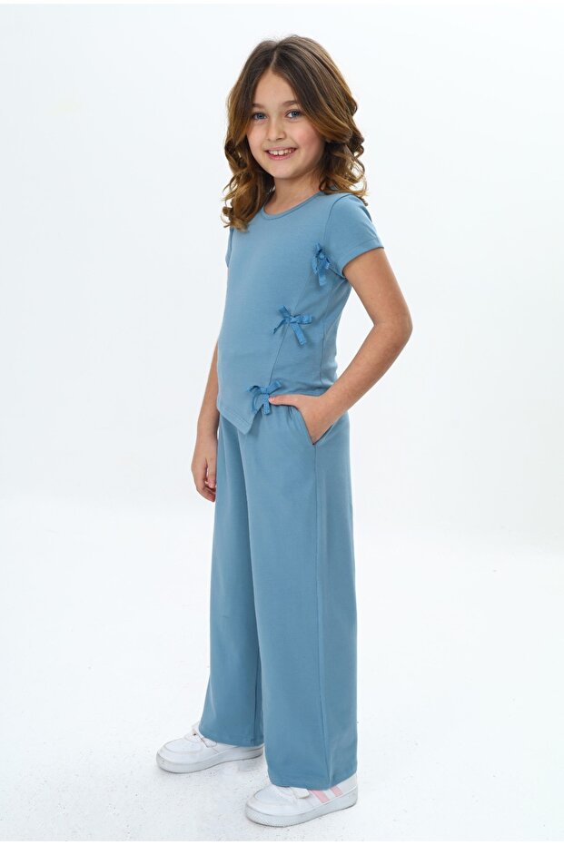 Girl's Bow Detailed Tracksuit Set