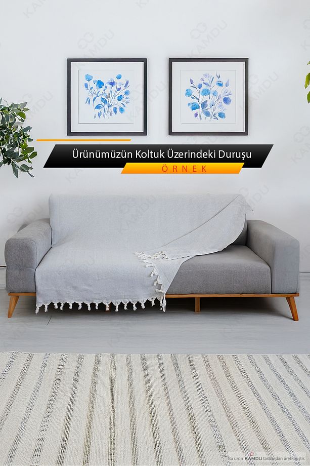 180x210cm Balık Sırtı Desen Koltuk Örtüsü, Pamuk Koltuk Örtüsü, Lüks Koltuk Örtüsü - 3