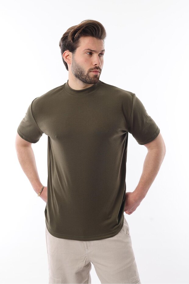 Ανδρικό μπλουζάκι Khaki Crew Neck Basic E7113 - 2