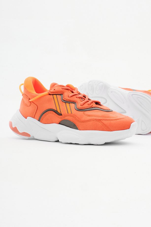 Unisex Oranj Rahat Kalıp Yüksek Taban Şeritli Bağcıklı Spor Ayakkabı - 4