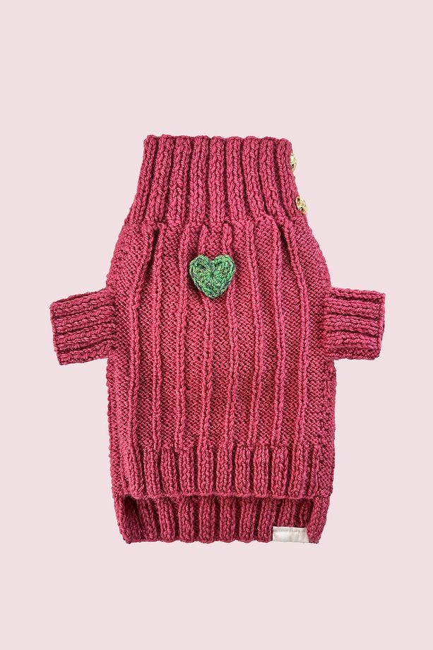 Kalpli El Örgüsü Köpek Kazak - Pembe - 6