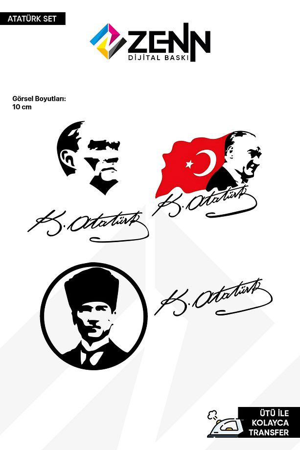 Atatürk Seti Ütü İle Yapışan Dtf Baskı - 1