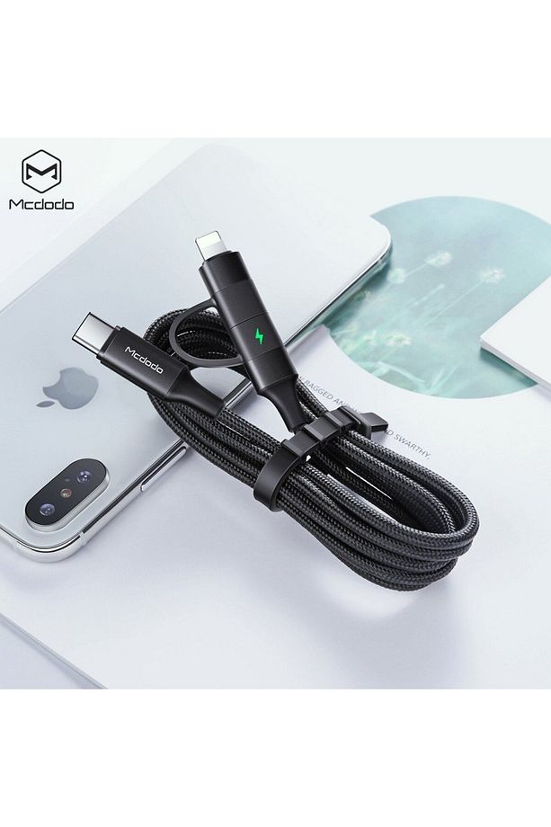 CA-7120 2'Sİ 1 ARADA 60W USB-C - LİGHTNİNG+TYPE-C VERİ KABLOSU LED'Lİ 1,2M - 2
