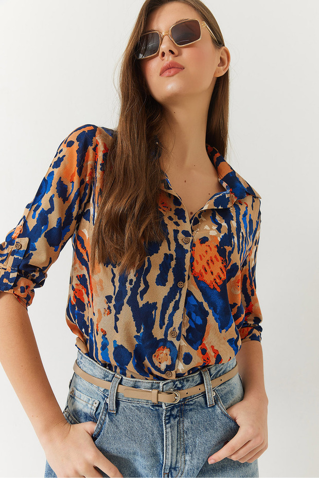 Women's Multicolor Patterned Viscose Shirt 60261347