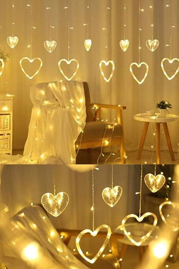 Kalp Perde Led Işık Fişli - 1