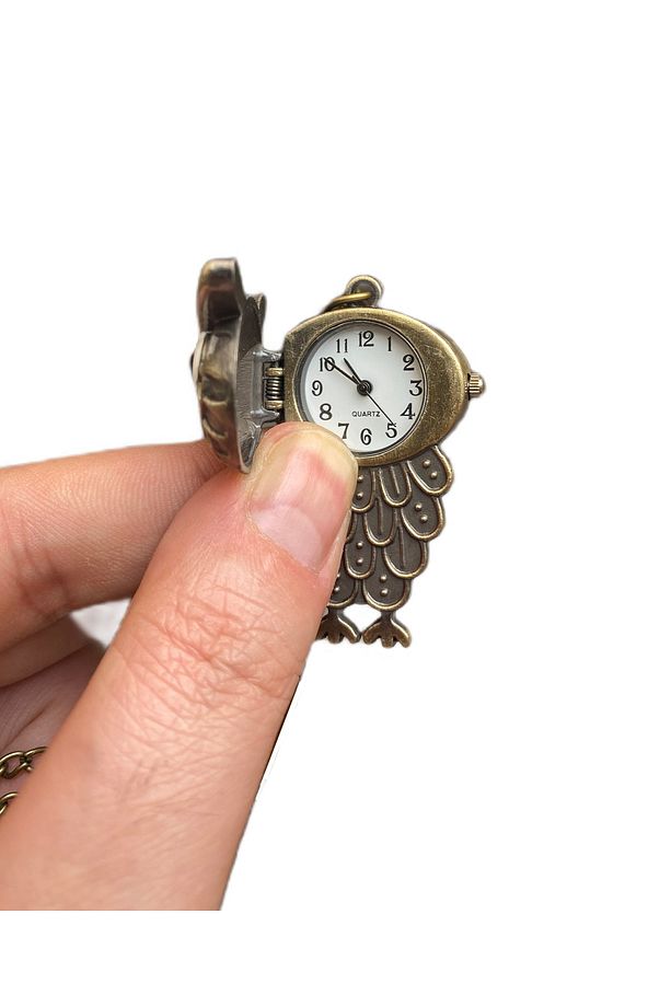 Owl Art Studio Design Baykuş Motifli Köstekli Zincirli Quartz Cep Saati - 2