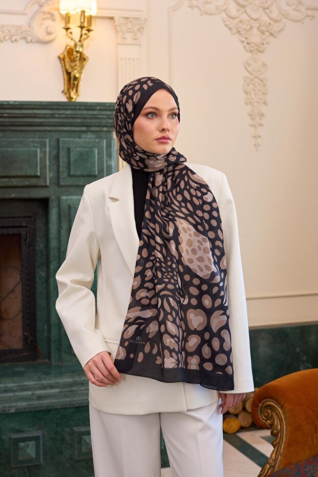 Shape Pattern Thin Cotton Shawl - 1