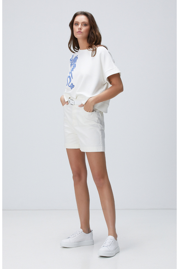 Kırık Beyaz Denim Şort - 3
