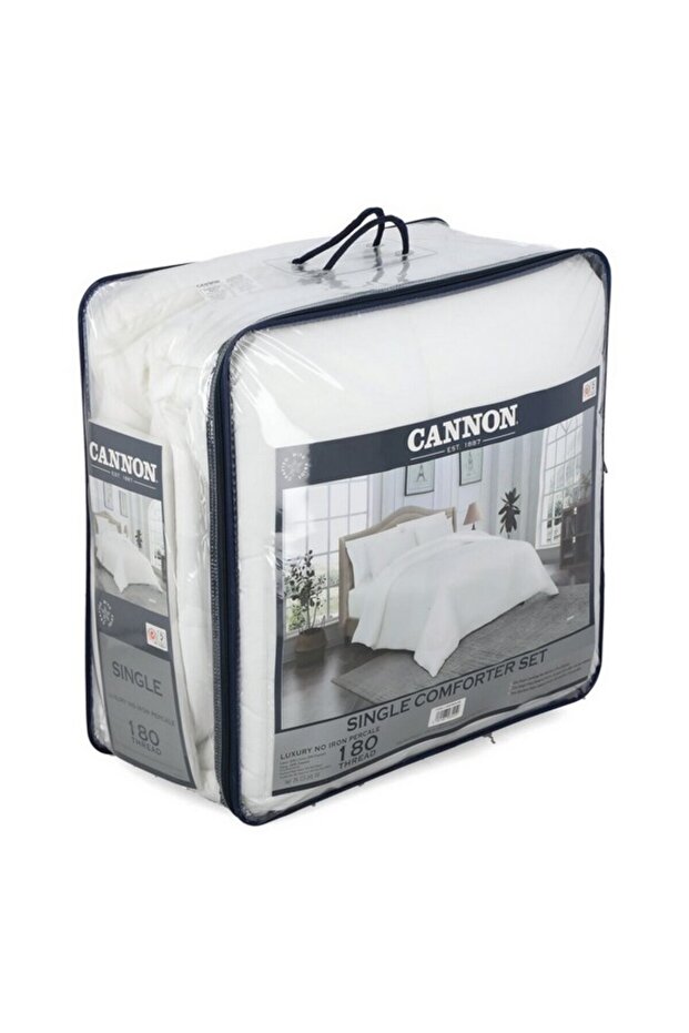 طقم لحاف مفرد سادة مكون من 3 قطع بـ 180 خيطًا - 3