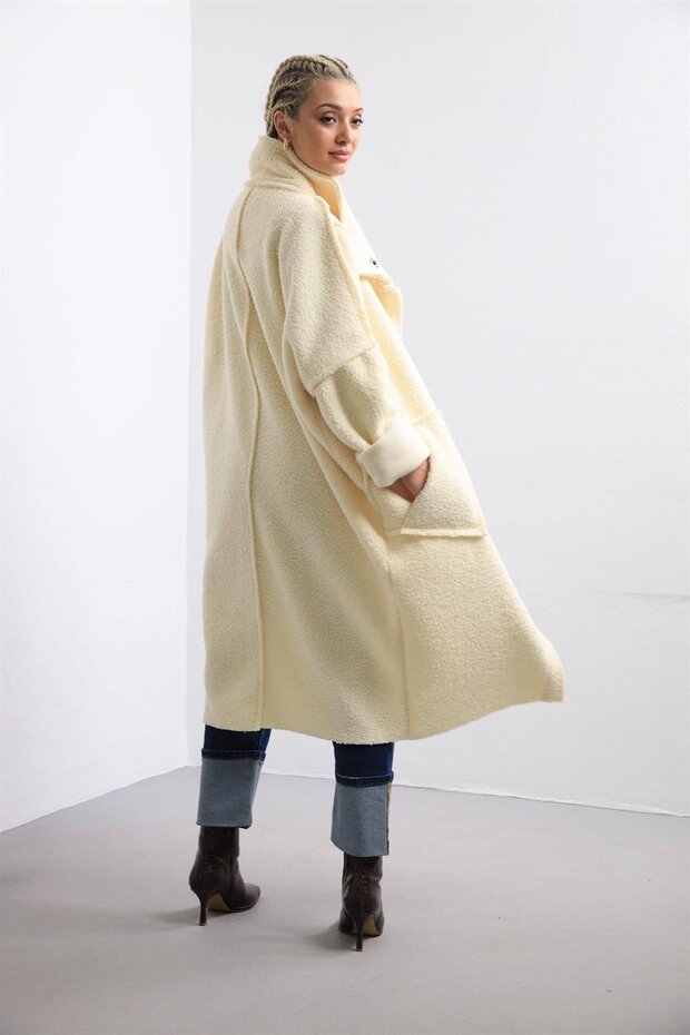 Ekru Oversize Kaban - 7