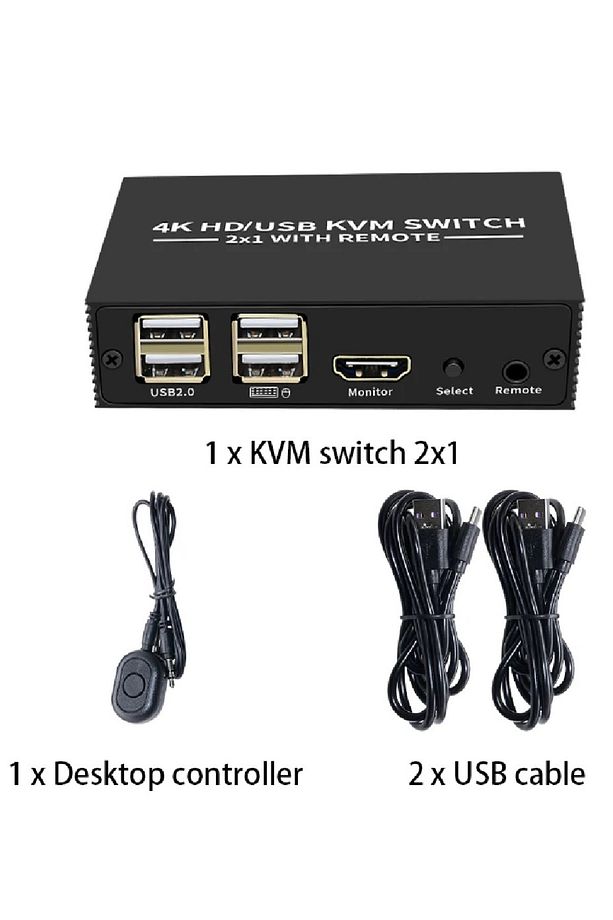 4306 Hdmi Kvm Switch 2 Port Usb Type C 2 PC Tek Kasa Klavye Mouse Kontrol Çoklayıcı - 5
