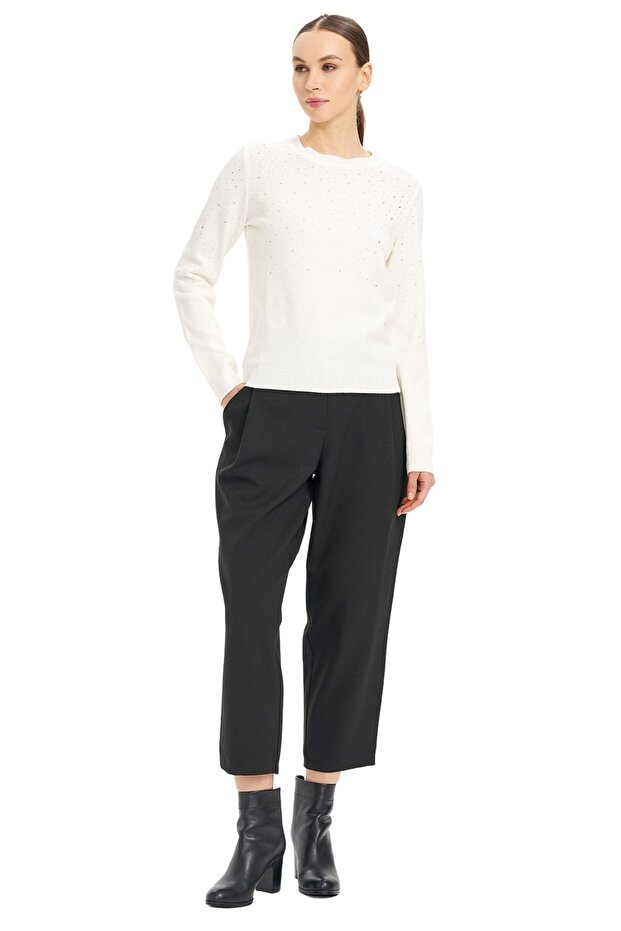 Taş Detaylı Triko Bluz - 3