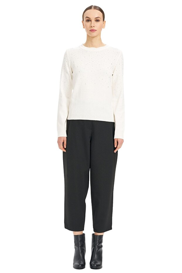 Taş Detaylı Triko Bluz - 1