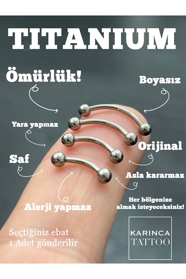 Titanyum Kıkırdak Kulak Tragus Snug Daith Rook Surface Forward Helix Flat Nipple Conch Kaş Piercing - 2