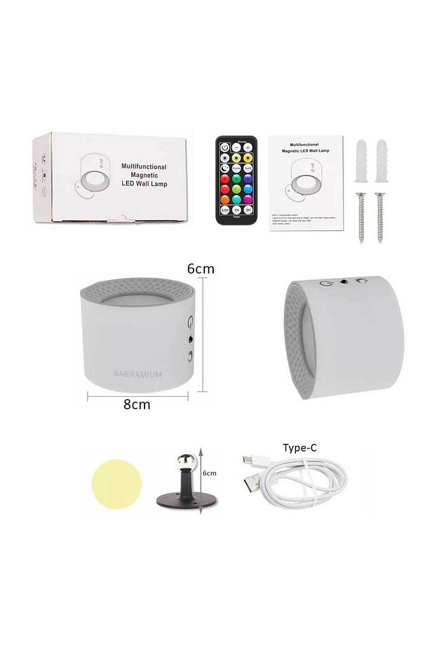 Led RGB Çift Taraflı Şarjlı Kumandalı Duvar Aplik Aydınlatması Beyaz - 9