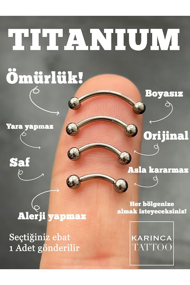 Titanyum Kıkırdak Kulak Tragus Snug Daith Rook Surface Forward Helix Flat Nipple Conch Kaş Piercing - 3