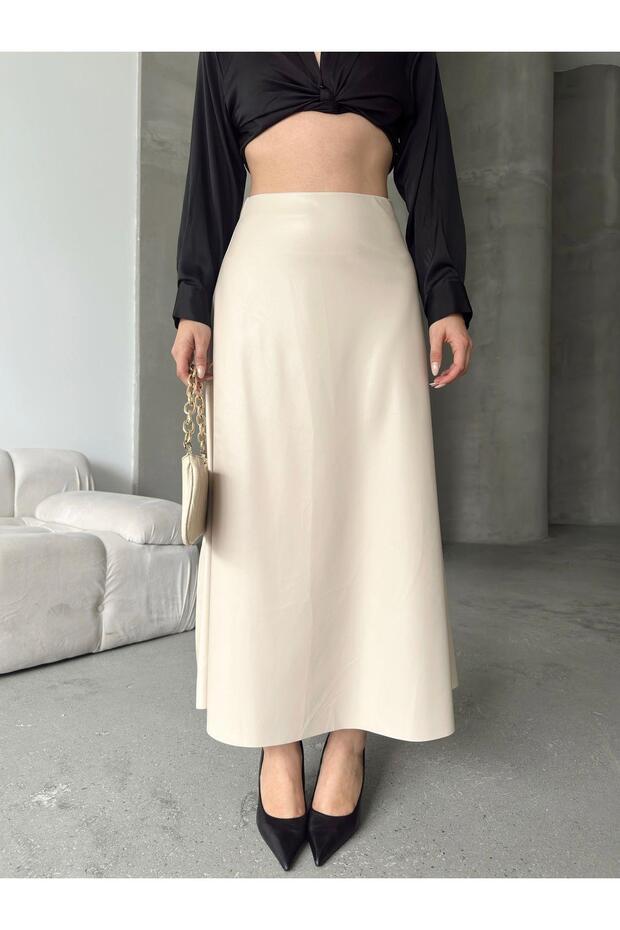 Maxi Boy Çan Deri Etek - 5