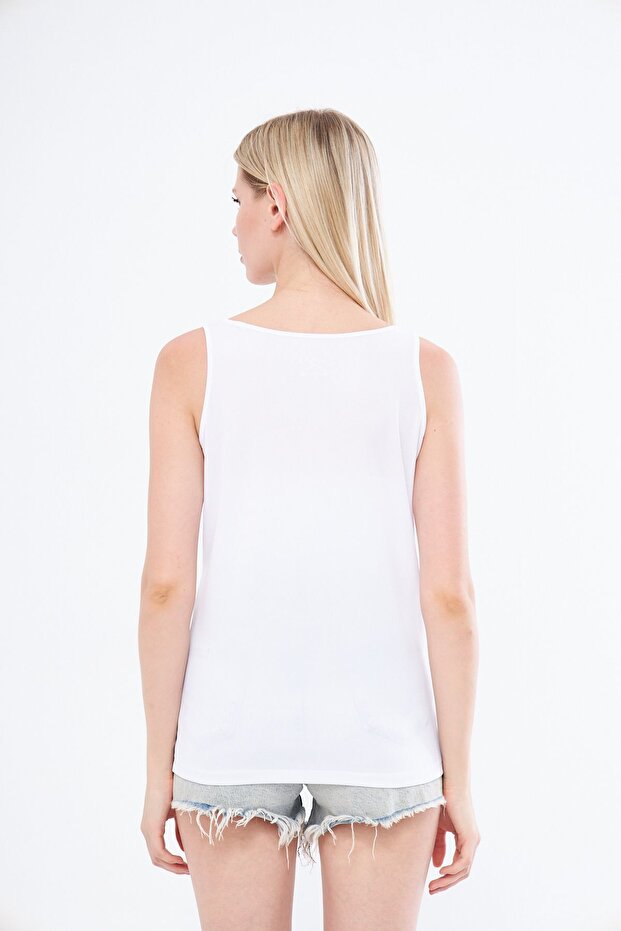 White Colored Thick Strap Athlete Undershirt - Duck Printed - 2