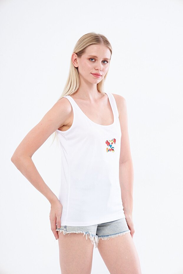 White Colored Thick Strap Athlete Undershirt - Duck Printed - 7