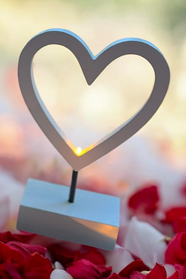 Kalp Ledli Dekor Masa Lambası - 2