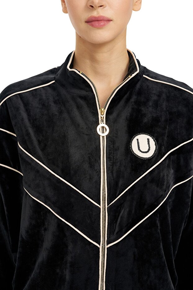 Dik Yaka Çizgili Sweatshirt - 6