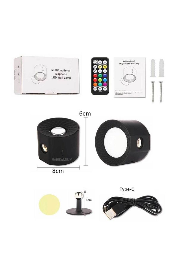 Led Rgb Kablosuz Çift Taraflı Şarjlı Kumandalı Duvar Aplik Aydınlatması Siyah - 9