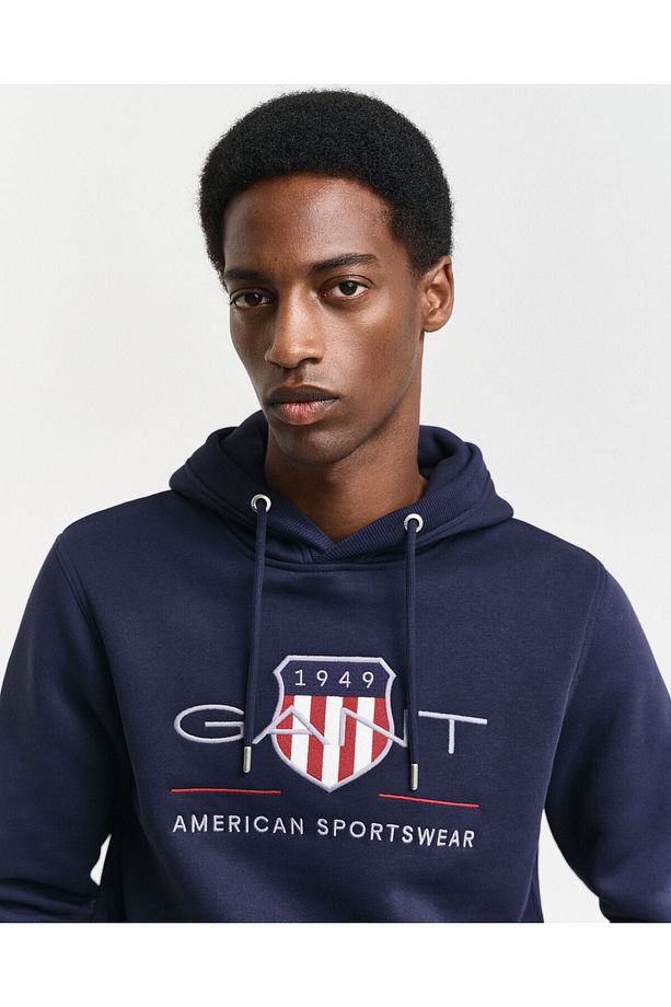 Erkek Lacivert Regular Fit Kapüşonlu Logolu Sweatshirt - 5