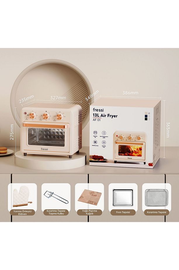 Mini Fırın Akıllı Kore Fırını Süre Ve Derece Ayarlı Airfryer Fonksiyonlu 13 Litre Fritöz Af-01 - 9