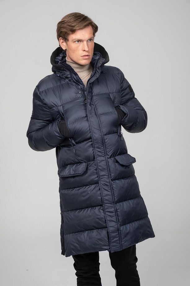 Erkek Regular Fit Kapüşonlu Çok Cepli Eldivenli Rüzgar Ve Su Geçirmez Şişme Kışlık Uzun Mont - 3