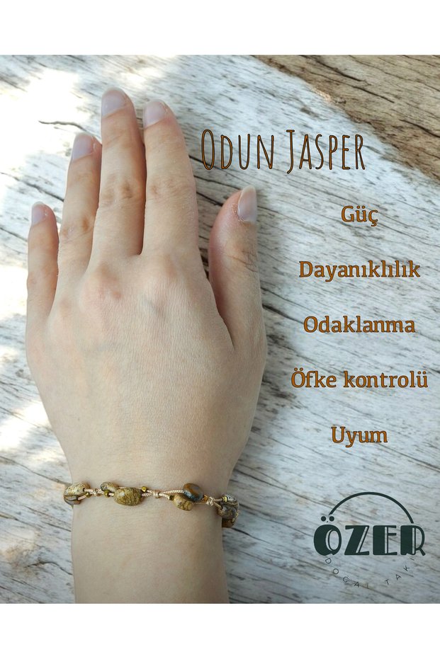 Düğümlü Odun Jasper bileklik