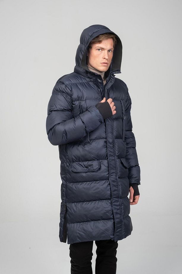 Erkek Regular Fit Kapüşonlu Çok Cepli Eldivenli Rüzgar Ve Su Geçirmez Şişme Kışlık Uzun Mont - 4