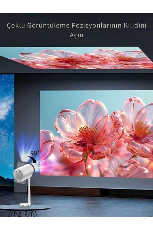T100 Wifi Android Tv HD Bt5.0 Kompakt Sinema Taşınabilir Yükselen Standlı Projeksiyon - 1