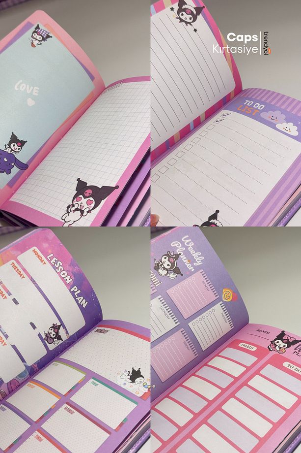 2 Adet Kuromi Mıknatıslı Kilitli Defter Seti - A5 Boyut, İkili Defter Seti - 9