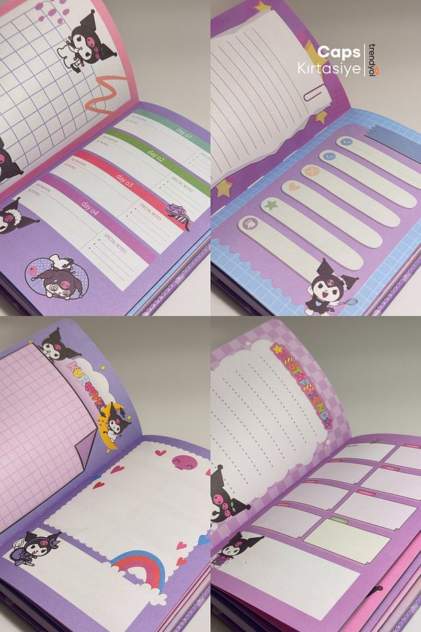 2 Adet Kuromi Mıknatıslı Kilitli Defter Seti - A5 Boyut, İkili Defter Seti - 6