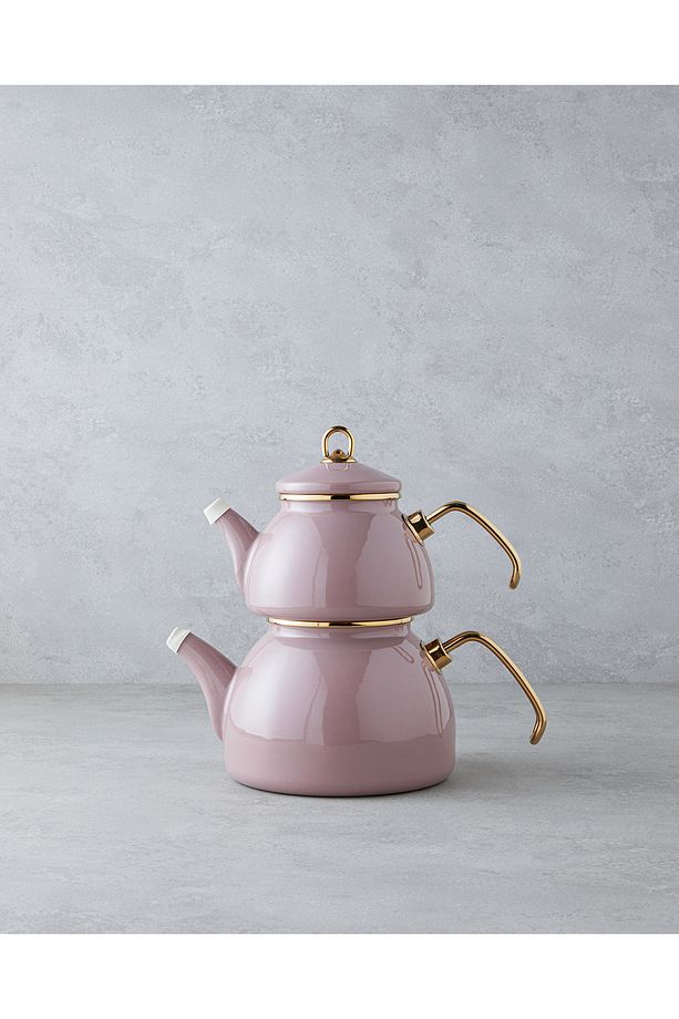 Isidora Emaye Çaydanlık 1,1 Litre + 2,3 Litre Gül Kurusu - 1