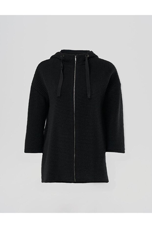 Kapüşonlu Ceket Siyah - 1