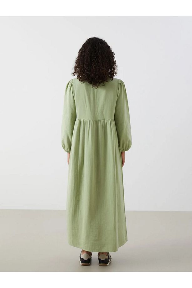 LCW Modest Yeşil Bisiklet Yaka Kadın Elbise - 4