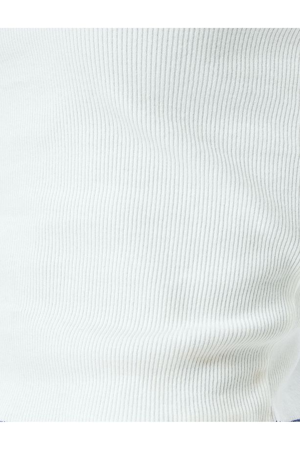 Bisiklet Yaka Uzun Kollu Slogan Baskılı Tshirt - 6