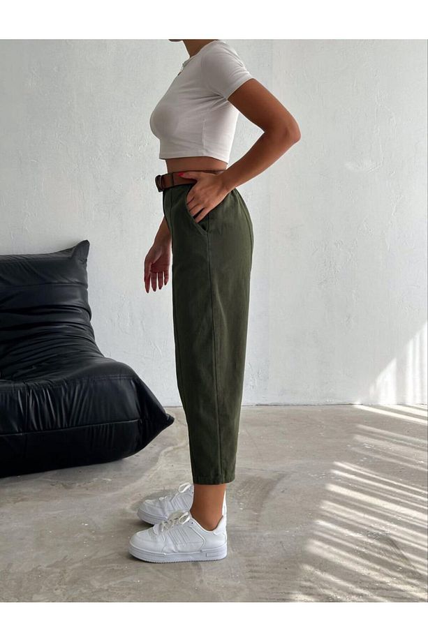Gabardin Önü Çımalı Balon Pantolon - 2