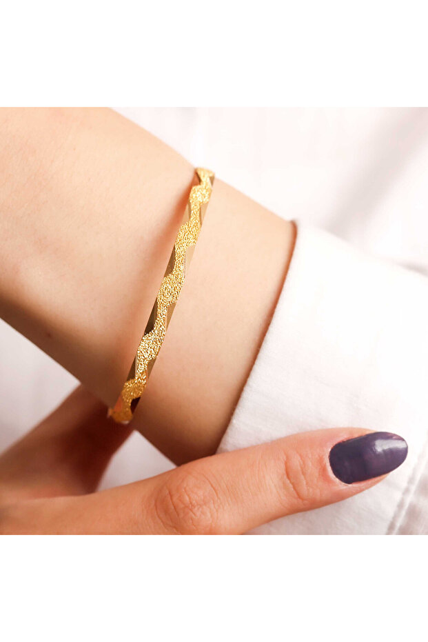 10 gr (gram) 22 Ayar İşçiliksiz Simli Piton Bilezik - 2